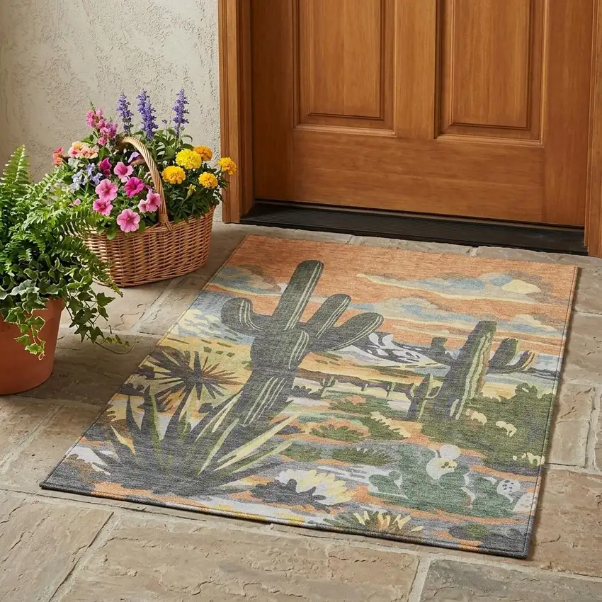 Copper And Purple Trees Washable Indoor Outdoor Area Rug Photo 1