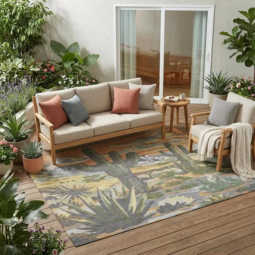 Copper And Purple Trees Washable Indoor Outdoor Area Rug Photo 1