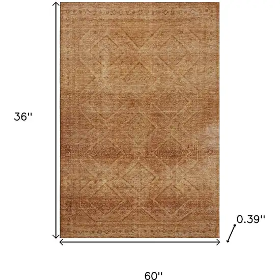 Copper And Rust Geometric Washable Area Rug With UV Protection Photo 9