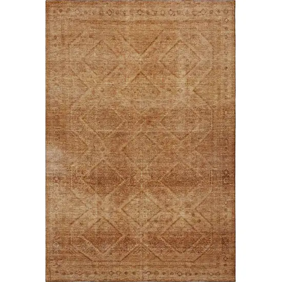 Copper And Rust Geometric Washable Area Rug With UV Protection Photo 4