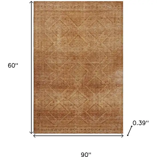 Copper And Rust Geometric Washable Area Rug With UV Protection Photo 8