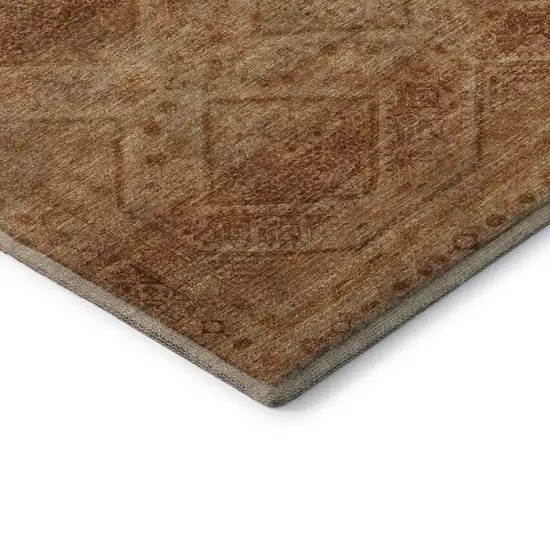Copper And Rust Geometric Washable Area Rug With UV Protection Photo 6