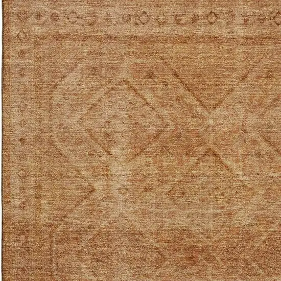 Copper And Rust Geometric Washable Area Rug With UV Protection Photo 3