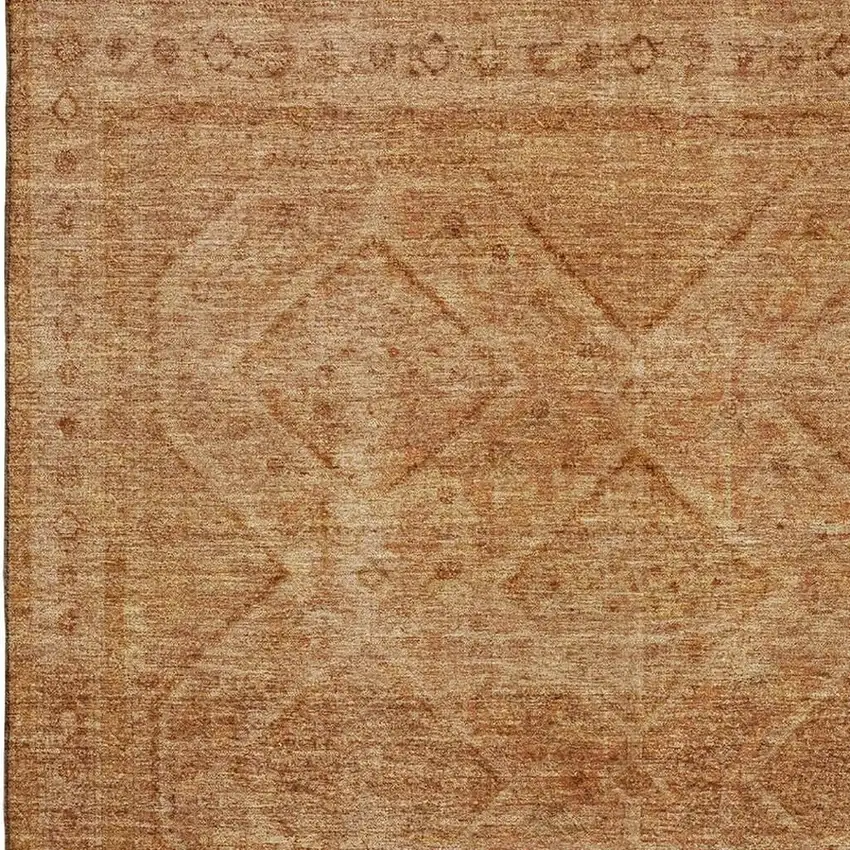 Copper And Rust Geometric Washable Area Rug With UV Protection Photo 3