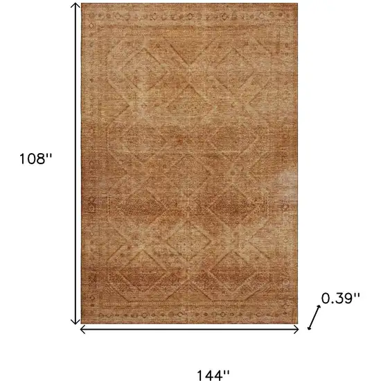 Copper And Rust Geometric Washable Area Rug With UV Protection Photo 9