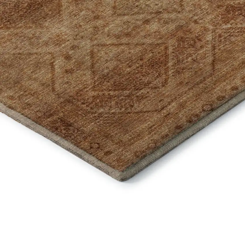 Copper And Rust Geometric Washable Area Rug With UV Protection Photo 7