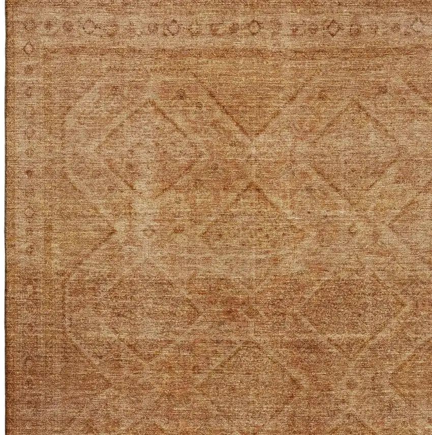 Copper And Rust Geometric Washable Area Rug With UV Protection Photo 3