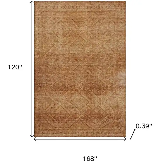Copper And Rust Geometric Washable Area Rug With UV Protection Photo 9