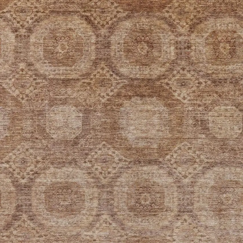 Copper And Rust Medallion Washable Indoor Outdoor Area Rug Photo 4