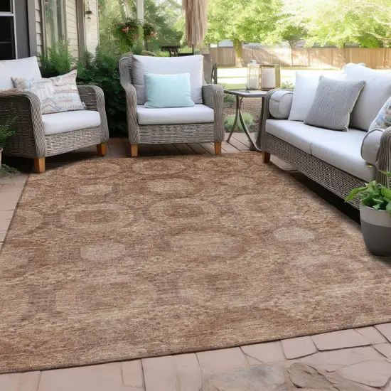 Copper And Rust Medallion Washable Indoor Outdoor Area Rug Photo 6