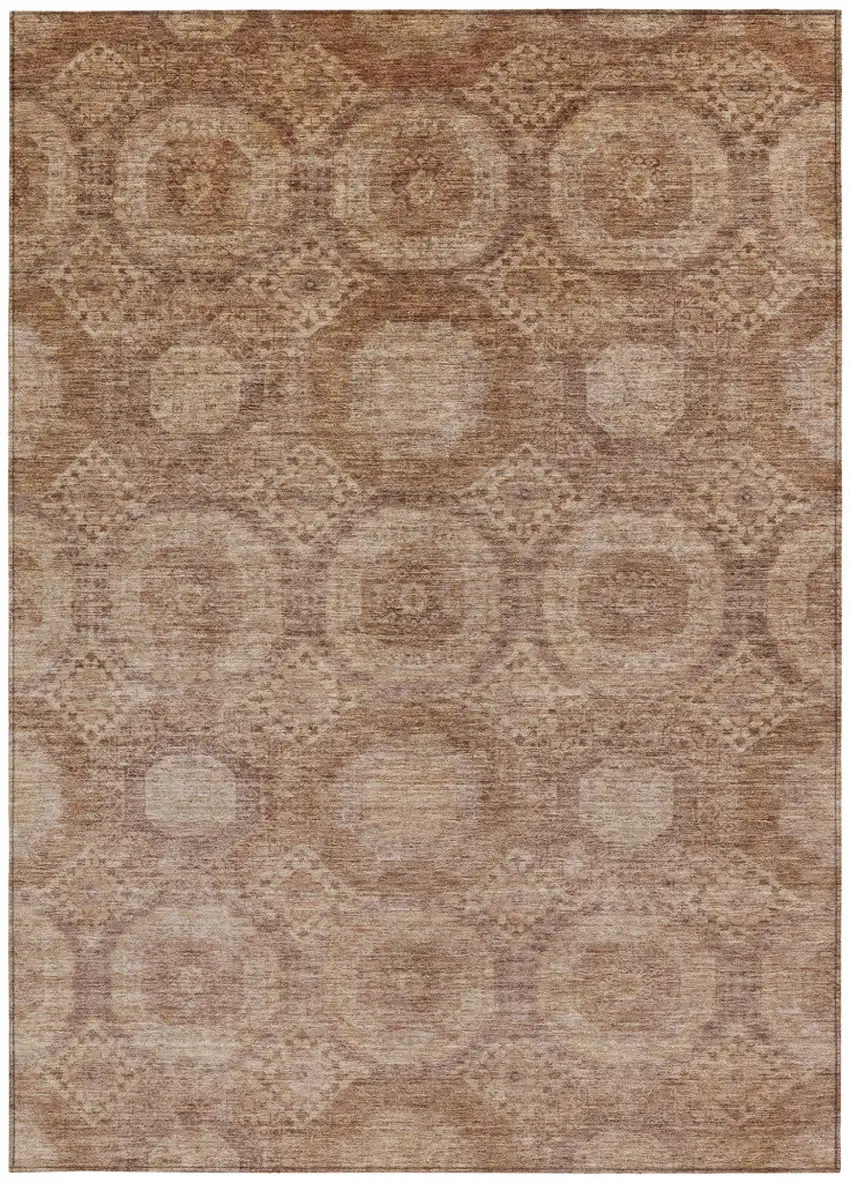 Copper And Rust Medallion Washable Indoor Outdoor Area Rug Photo 3