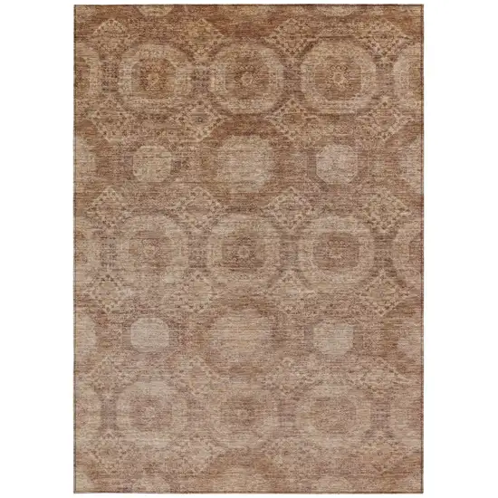 Copper And Rust Medallion Washable Indoor Outdoor Area Rug Photo 3