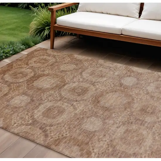 Copper And Rust Medallion Washable Indoor Outdoor Area Rug Photo 2