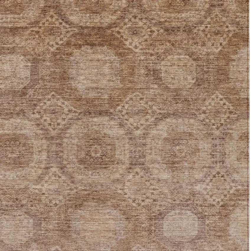 Copper And Rust Medallion Washable Indoor Outdoor Area Rug Photo 4