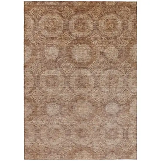 Copper And Rust Medallion Washable Indoor Outdoor Area Rug Photo 1