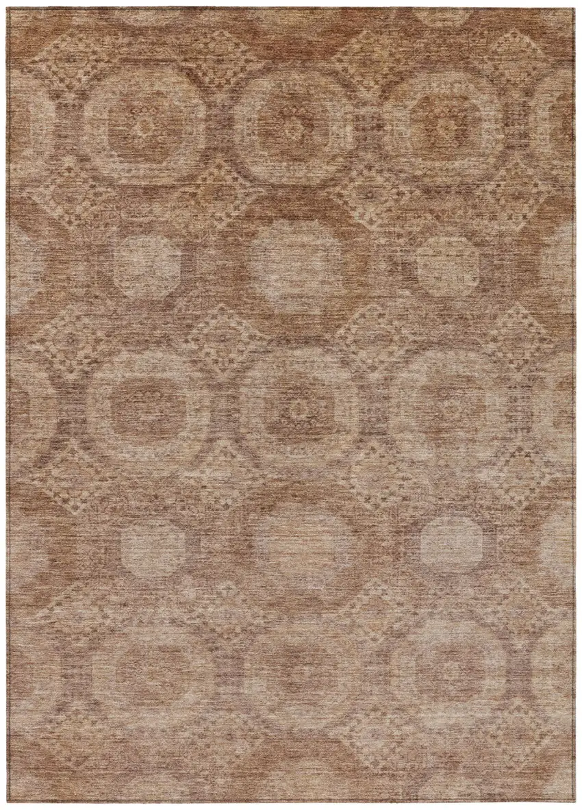 Copper And Rust Medallion Washable Indoor Outdoor Area Rug Photo 1