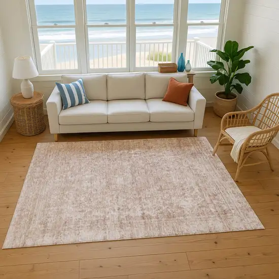 Copper And Rust Oriental Washable Area Rug With UV Protection Photo 3