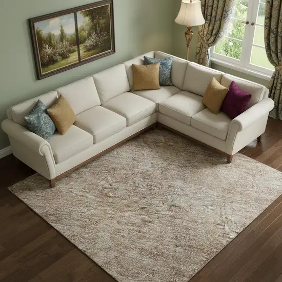 Copper And Rust Oriental Washable Area Rug With UV Protection Photo 2