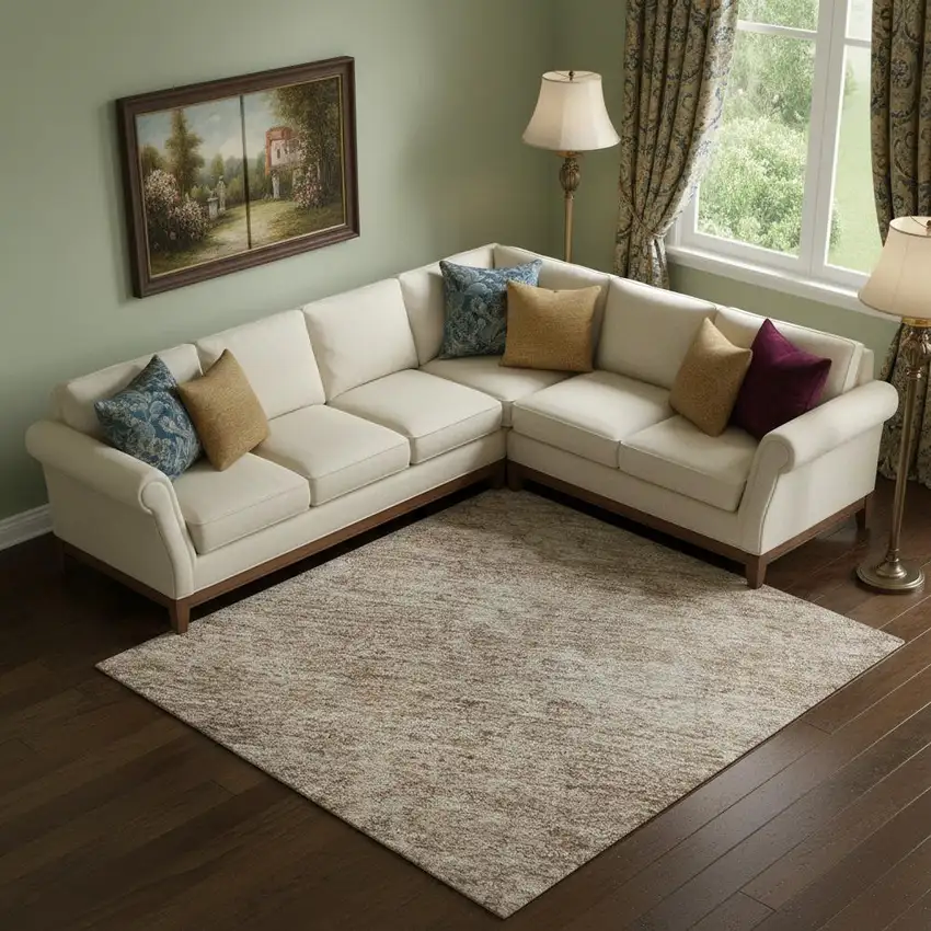 Copper And Rust Oriental Washable Area Rug With UV Protection Photo 2