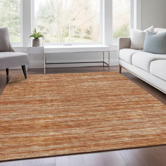 Copper And Rust Striped Washable Area Rug With UV Protection Photo 3