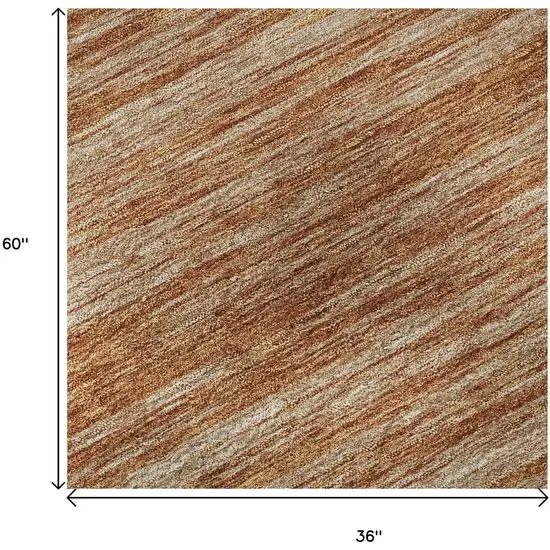 Copper And Rust Striped Washable Area Rug With UV Protection Photo 8