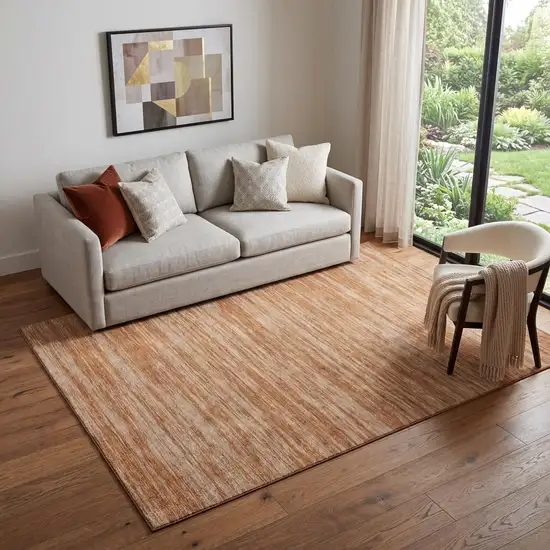 Copper And Rust Striped Washable Area Rug With UV Protection Photo 1