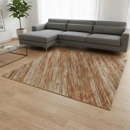 Copper And Rust Striped Washable Area Rug With UV Protection Photo 2