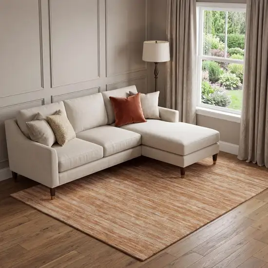 Copper And Rust Striped Washable Area Rug With UV Protection Photo 1