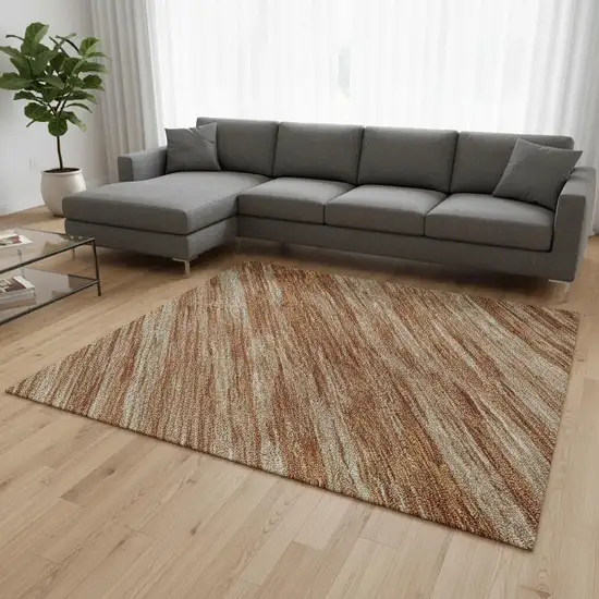 Copper And Rust Striped Washable Area Rug With UV Protection Photo 2