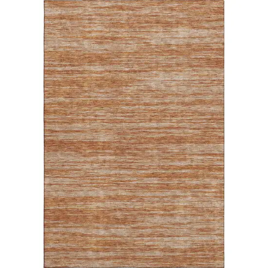 Copper And Rust Striped Washable Area Rug With UV Protection Photo 5