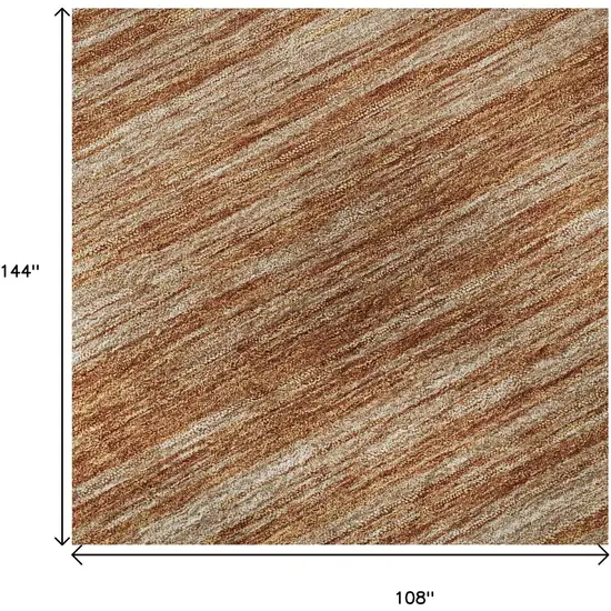 Copper And Rust Striped Washable Area Rug With UV Protection Photo 9