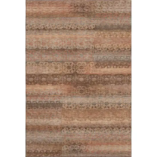 Copper And Rust Striped Washable Area Rug With UV Protection Photo 1