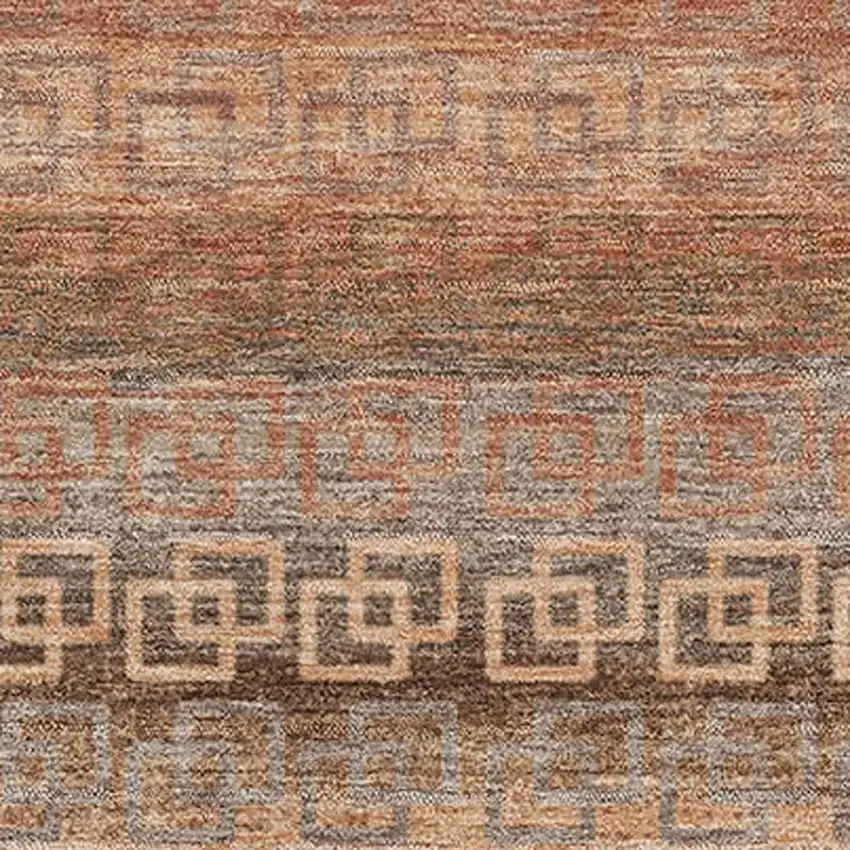 Copper And Rust Striped Washable Area Rug With UV Protection Photo 3