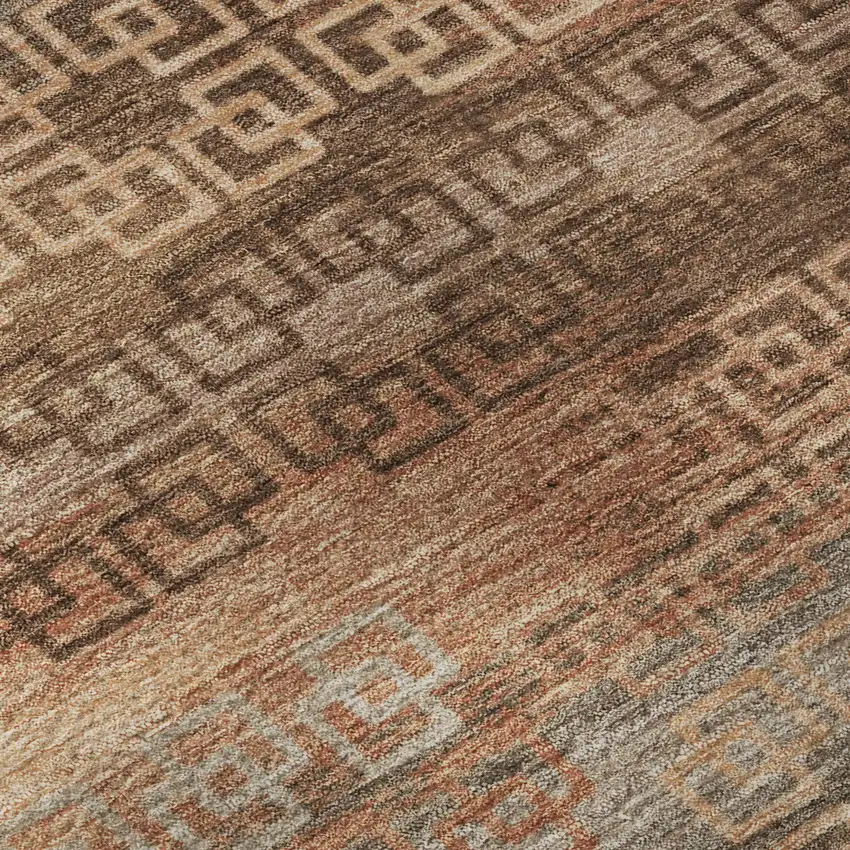 Copper And Rust Striped Washable Area Rug With UV Protection Photo 7