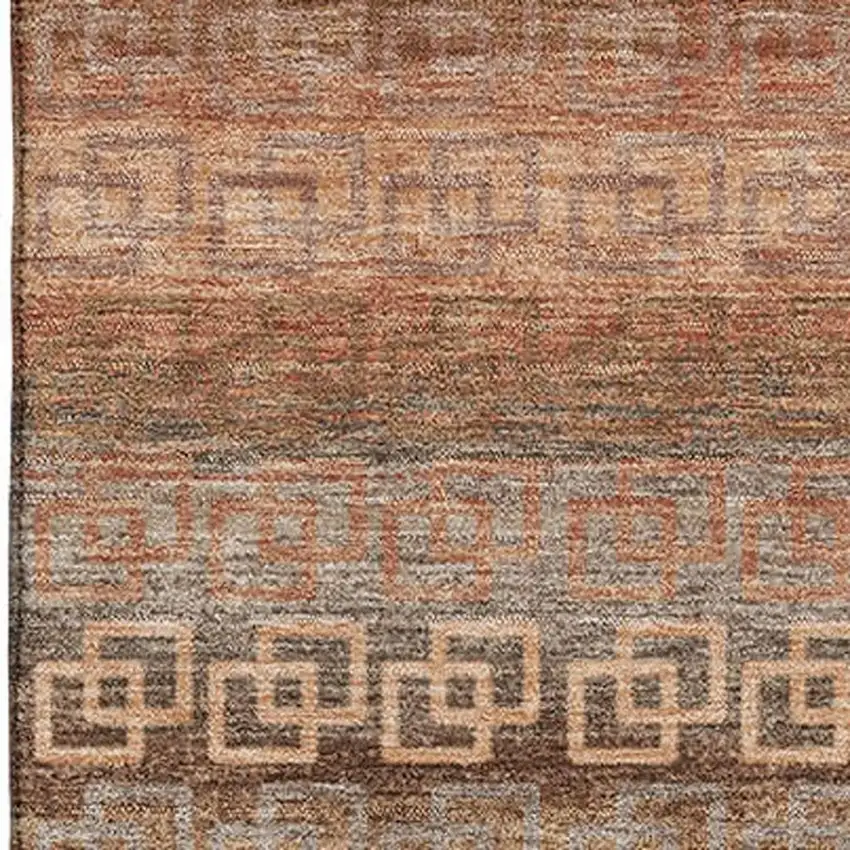 Copper And Rust Striped Washable Area Rug With UV Protection Photo 3