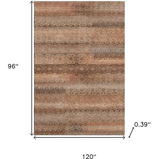 Copper And Rust Striped Washable Area Rug With UV Protection Photo 8