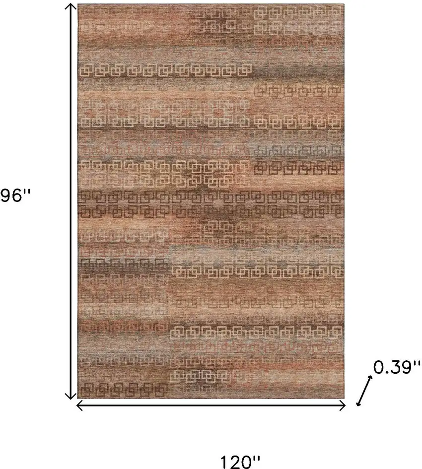 Copper And Rust Striped Washable Area Rug With UV Protection Photo 8