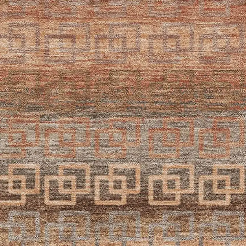 Copper And Rust Striped Washable Area Rug With UV Protection Photo 3