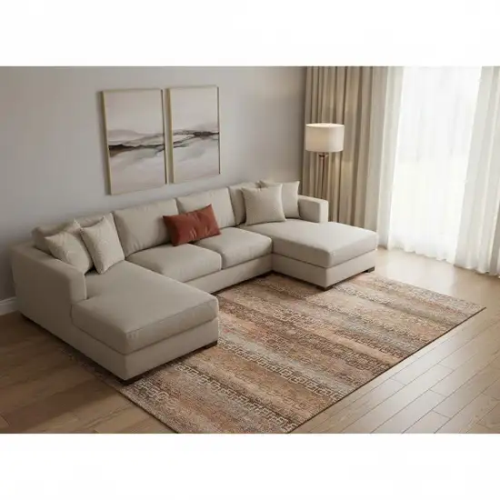 Copper And Rust Striped Washable Area Rug With UV Protection Photo 2