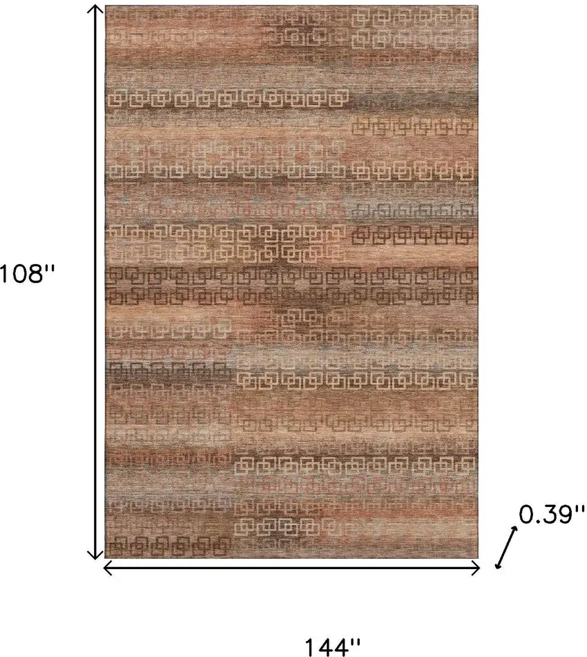 Copper And Rust Striped Washable Area Rug With UV Protection Photo 8