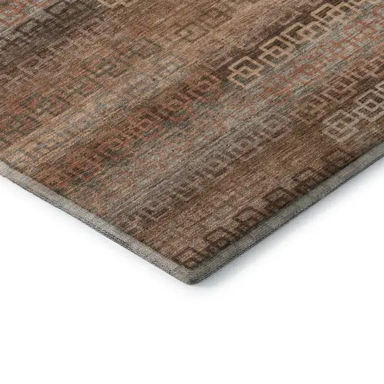 Copper And Rust Striped Washable Area Rug With UV Protection Photo 6