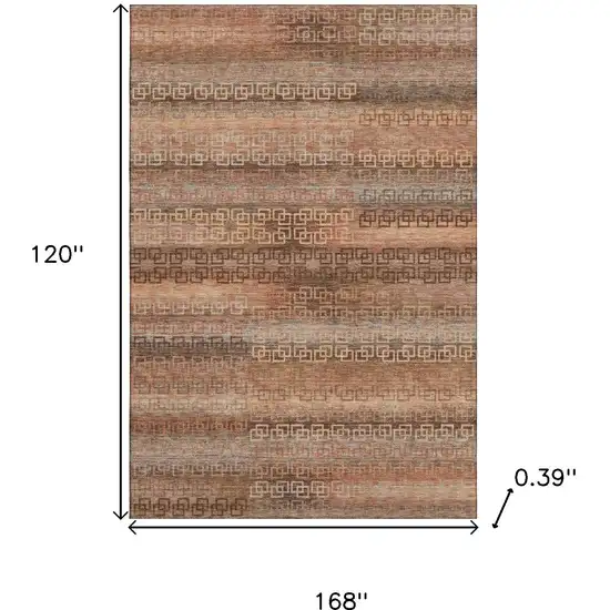 Copper And Rust Striped Washable Area Rug With UV Protection Photo 8
