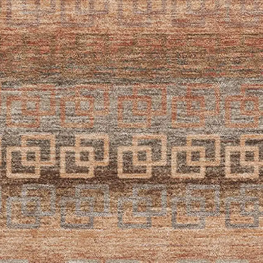 Copper And Rust Striped Washable Area Rug With UV Protection Photo 3