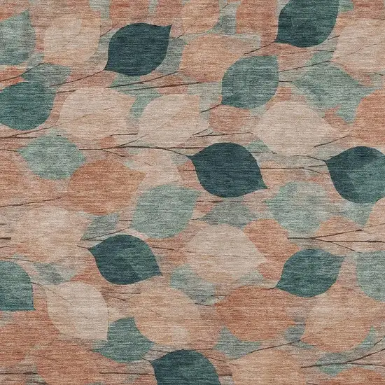 Copper And Salmon Floral Washable Indoor Outdoor Area Rug Photo 2
