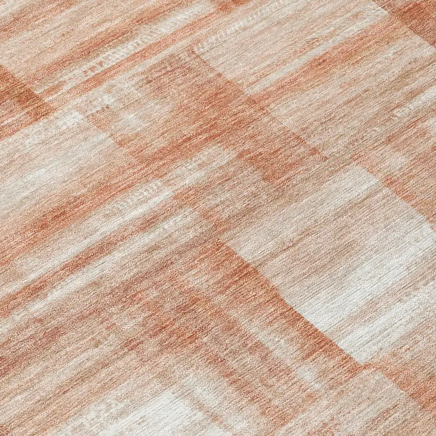 Copper And Salmon Striped Washable Indoor Outdoor Area Rug Photo 6