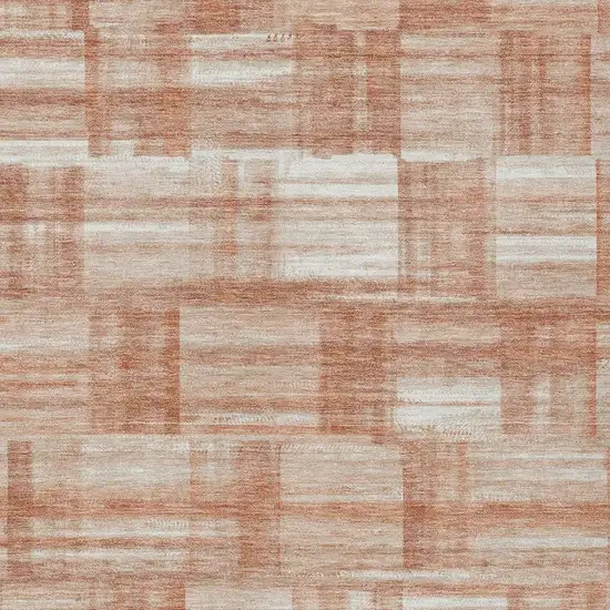 Copper And Salmon Striped Washable Indoor Outdoor Area Rug Photo 3
