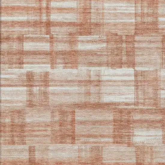 Copper And Salmon Striped Washable Indoor Outdoor Area Rug Photo 3