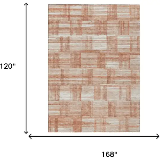 Copper And Salmon Striped Washable Indoor Outdoor Area Rug Photo 7