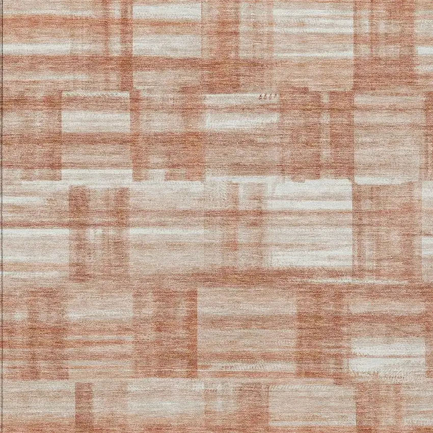 Copper And Salmon Striped Washable Indoor Outdoor Area Rug Photo 3