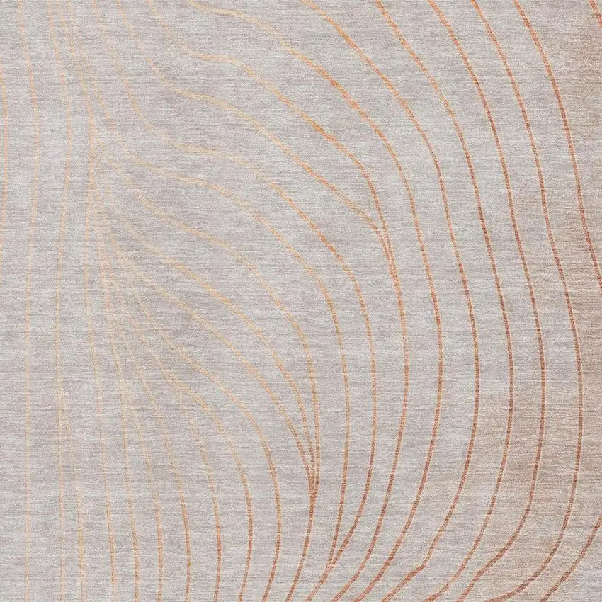 Copper And Silver Abstract Washable Area Rug With UV Protection Photo 3